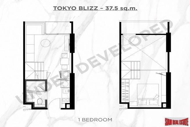 Two Bedroom Duplex Development Built 500 M. from New Orange MRT Line in Rama 9