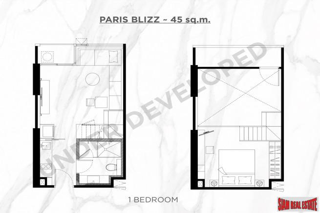 Two Bedroom Duplex Development Built 500 M. from New Orange MRT Line in Rama 9